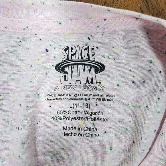 Space Jam Looney Toons Sleeveless T-Shirt Pink Speckled Cartoon Size Large - Picture 9 of 9